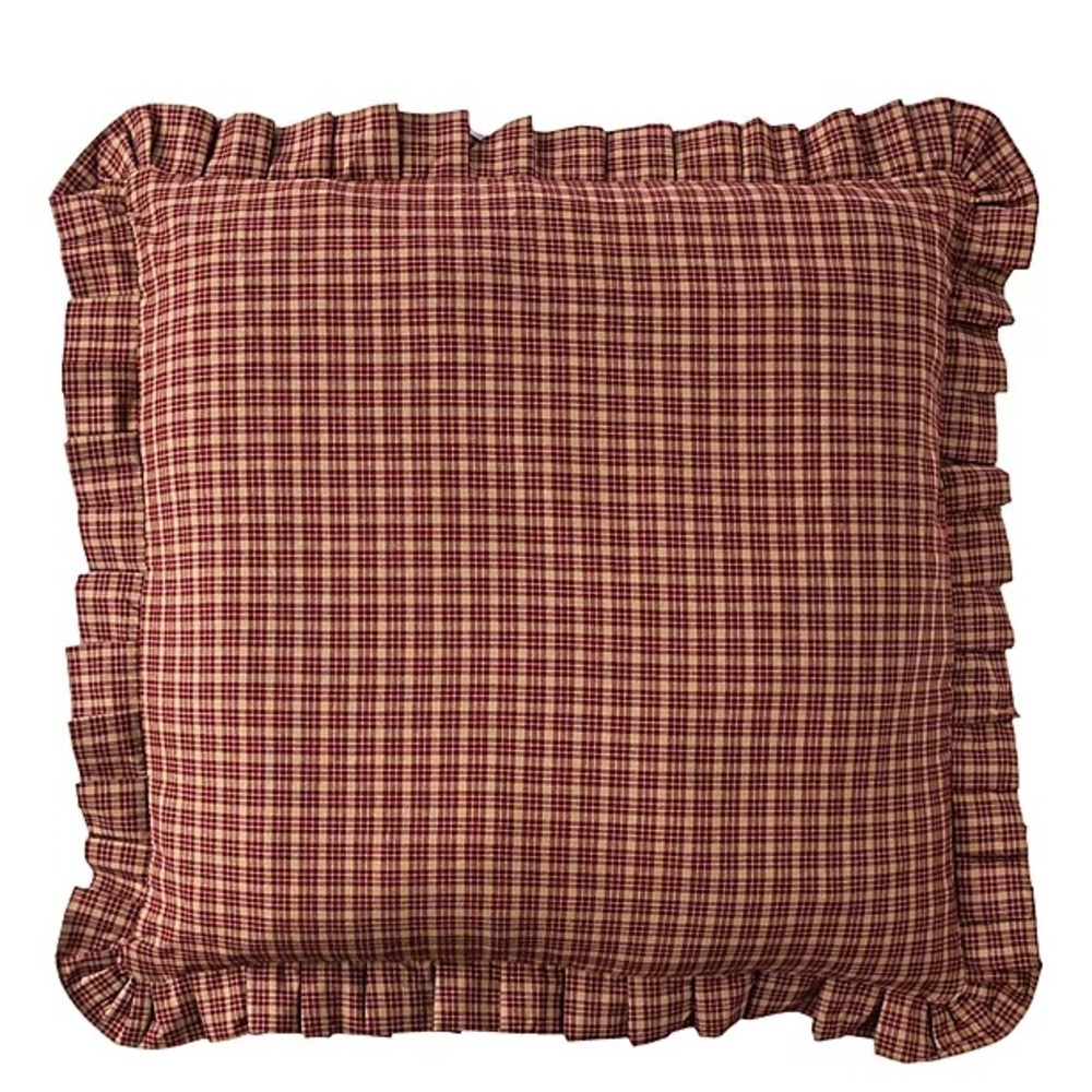 Donna Sharp Euro Sham Campfire Plaid 25” x 25” Square Cotton Rust Red Tan New - Picture 7 of 7